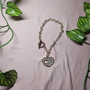 Gold Heart Pendant Bracelet